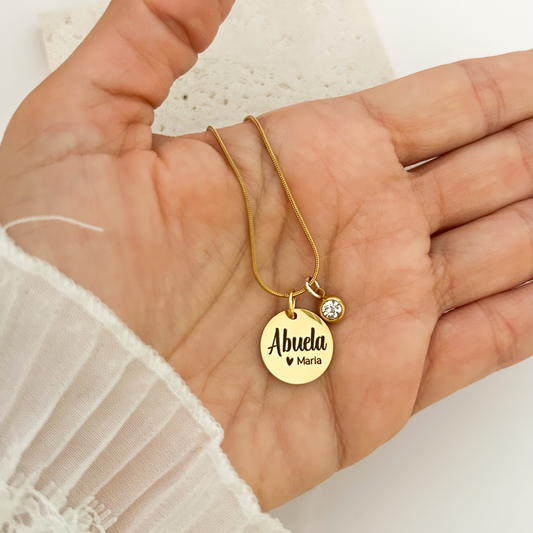 personalized grandma necklace custom name engraved disc jewelry gift