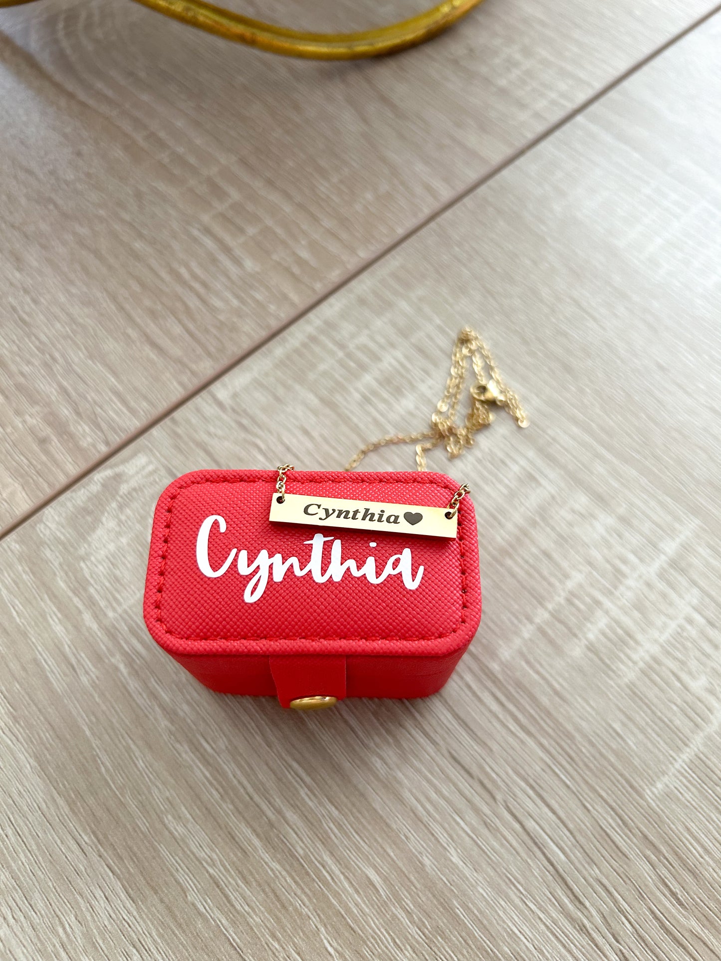 Personalized Necklace Gift Set with Mini Jewelry Travel Case – Custom Name Gift for Her