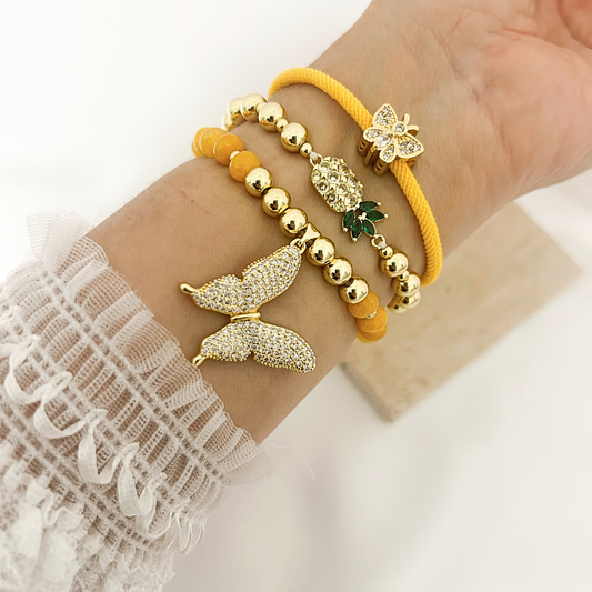 Everyday Joy Bracelet | Yellow Butterfly & Pineapple