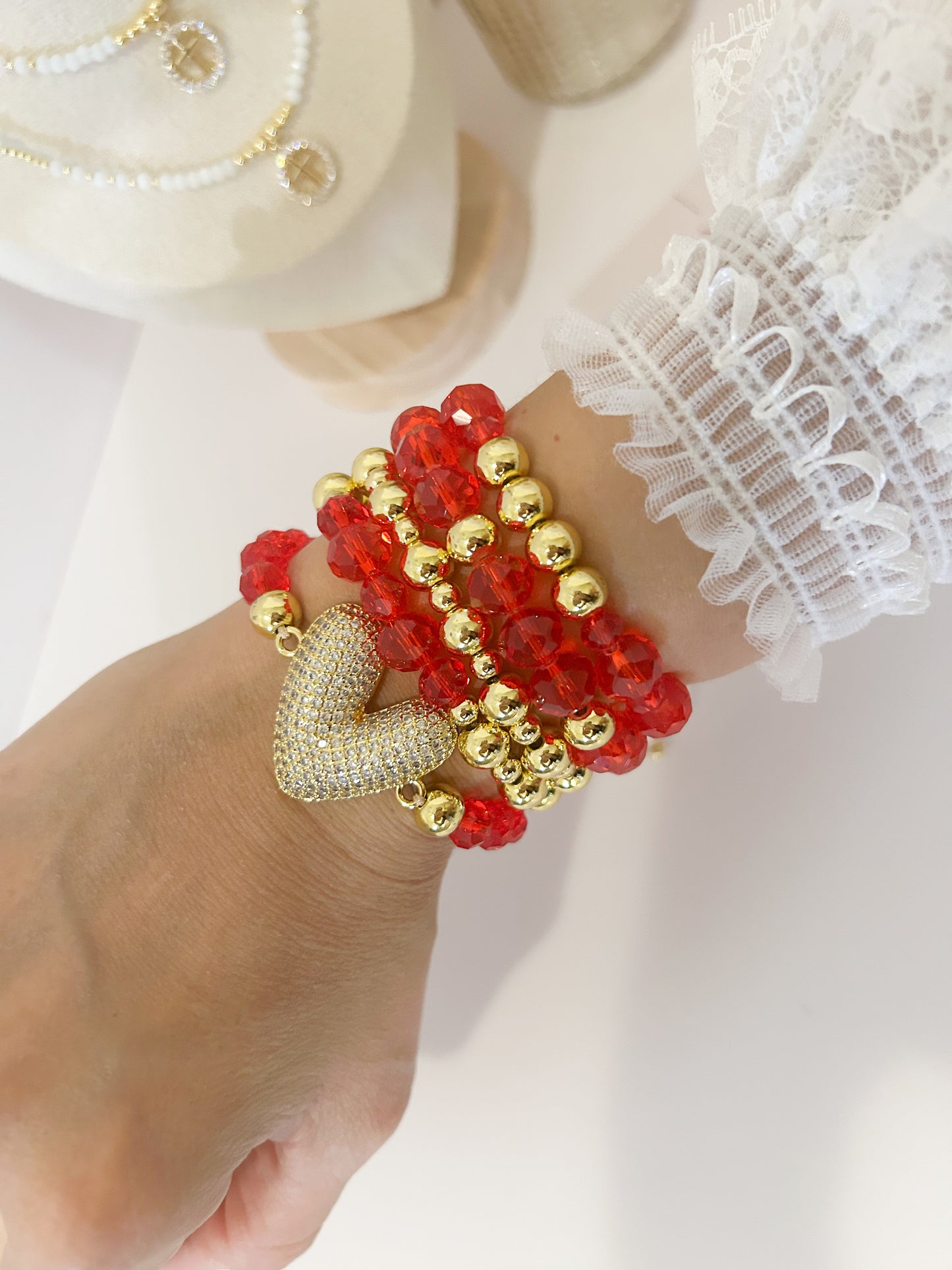 Red Energy Bracelet Stack – Passion & Protection Gift