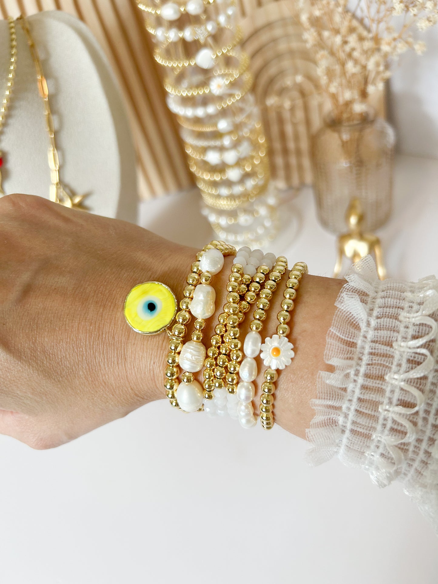 Sunny Bloom Evil Eye Bracelet Stack – Everyday Protection Gift