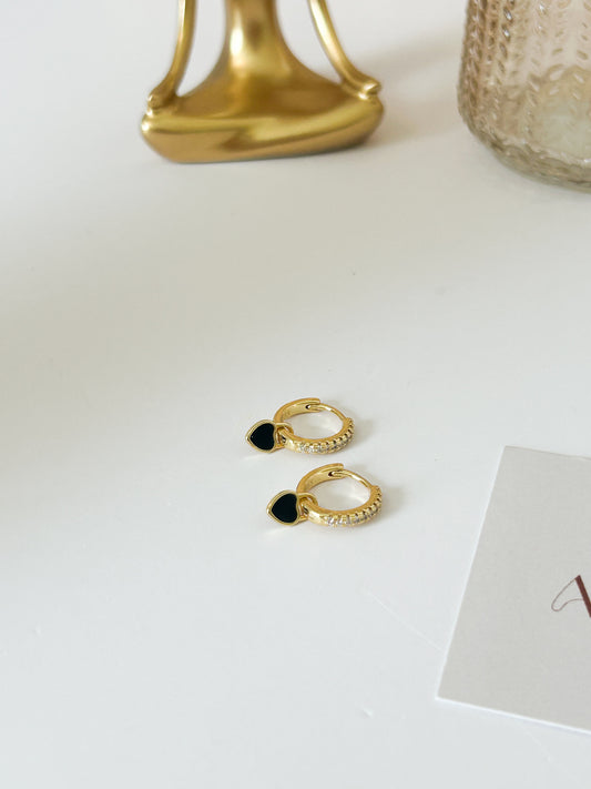 Black Heart Mini Hoop Earrings – Modern Love