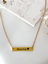 Personalized Gold Bar Necklace – Custom Name Jewelry