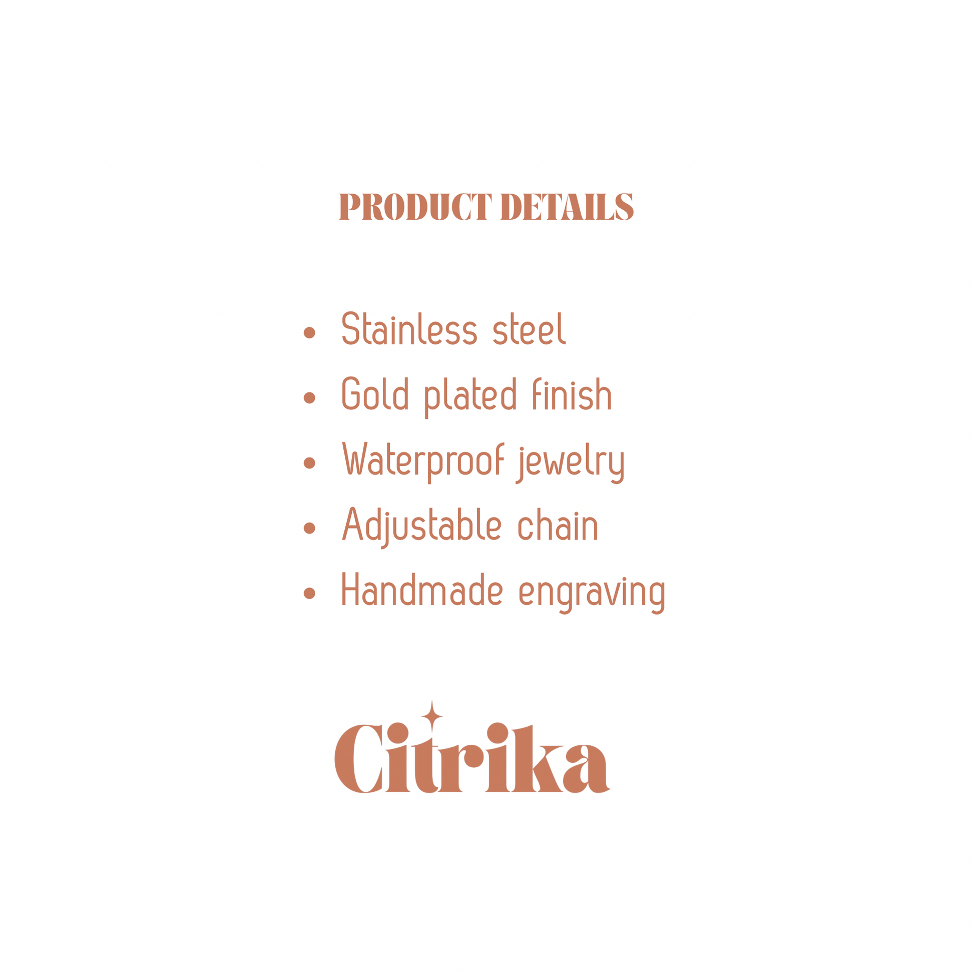 Product details of a jewelry item with Citrika branding on a white background