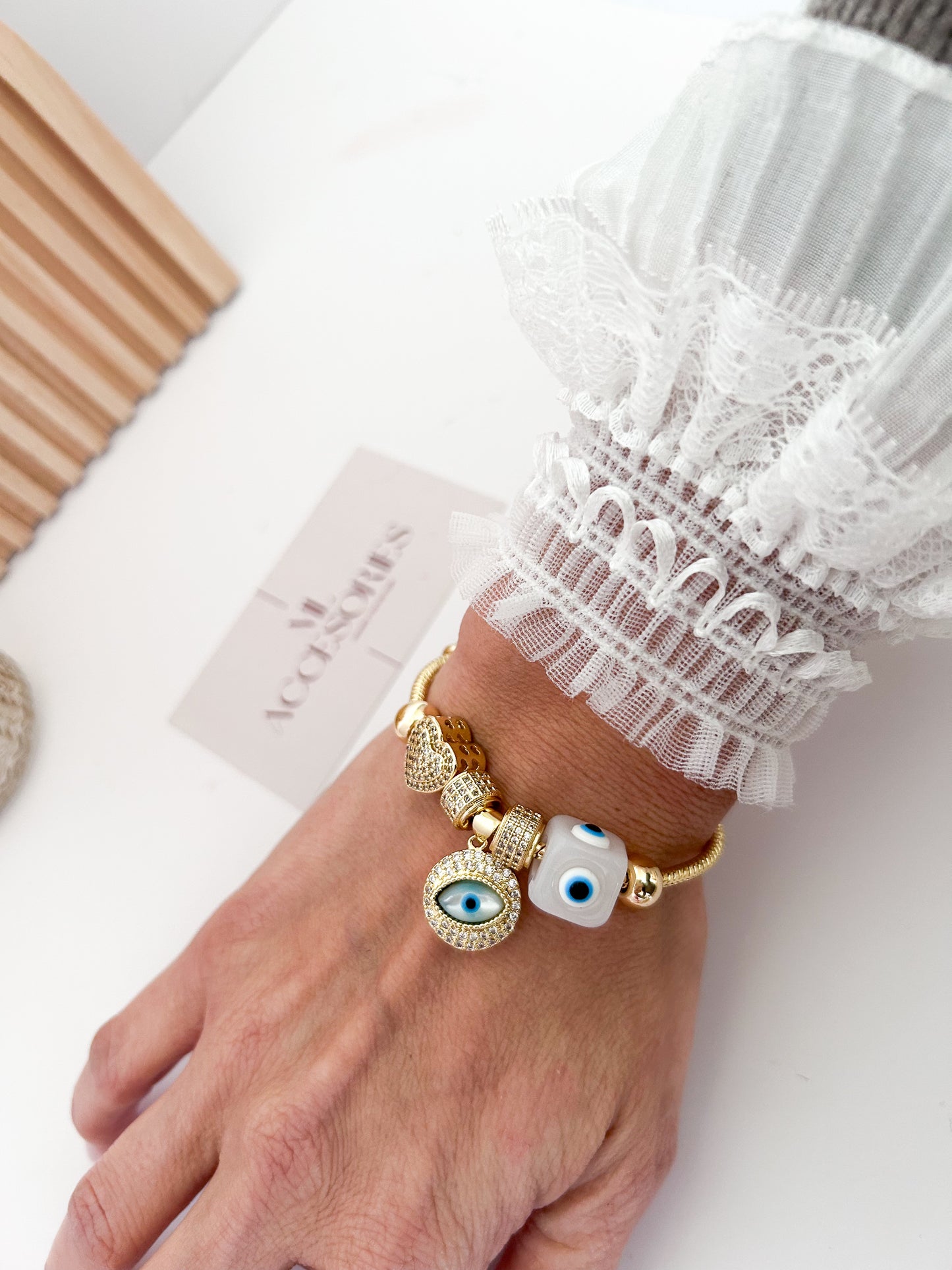 Evil Eye Gold Charm Bracelet – Protection Jewelry