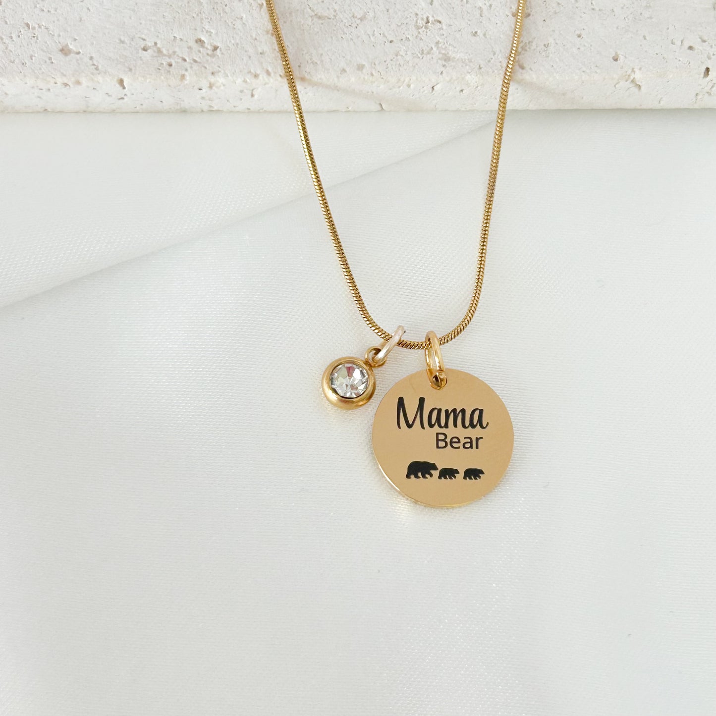 personalized mama bear necklace gold engraved names mom gift