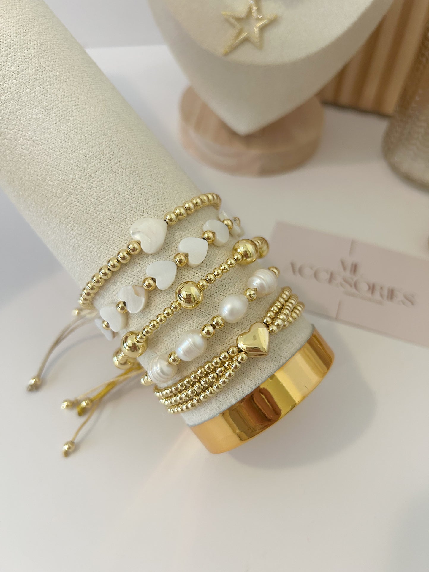Amor Puro Bracelet Stack – Gold & Pearl Everyday Jewelry Gift