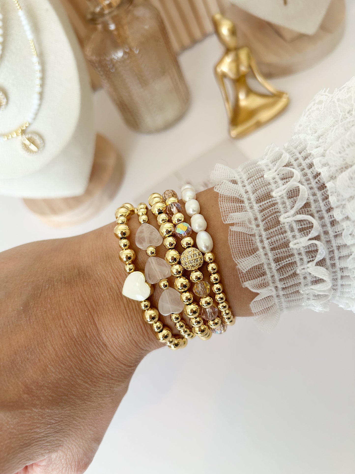 Rose Heart Bracelet Stack – Everyday Gift