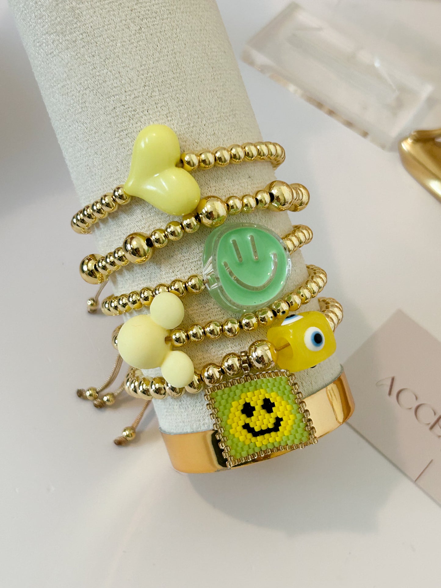 Happy Glow Bracelet Stack – Smiley Beads Everyday Gift