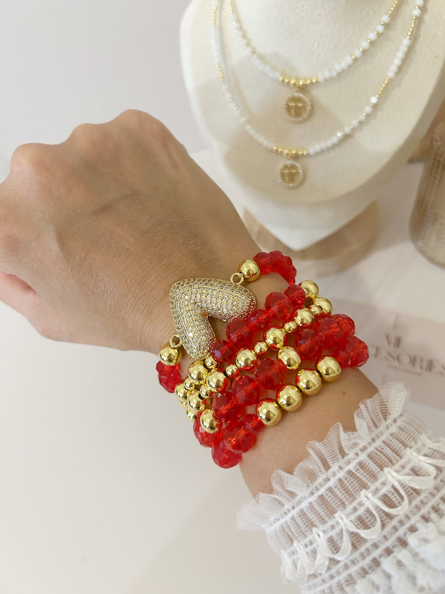 Red Energy Bracelet Stack – Passion & Protection Gift