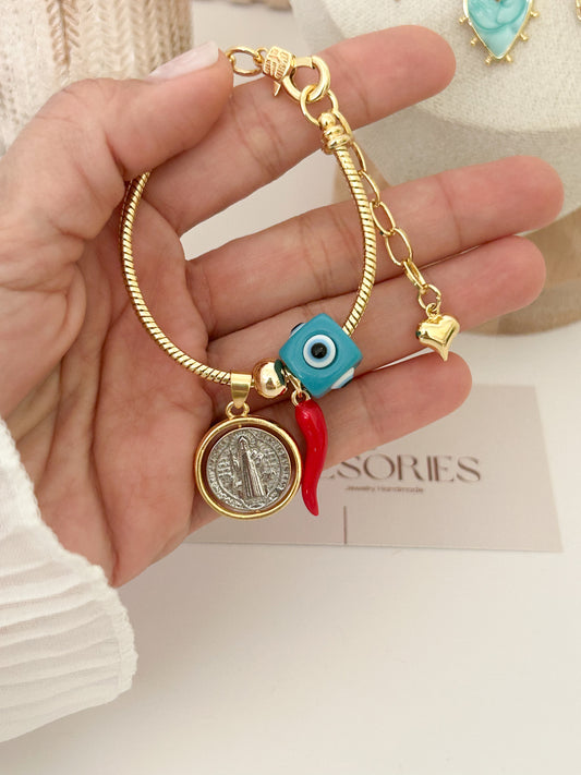 Saint Benedict Protection Bracelet – Gold Faith Jewelry Gift