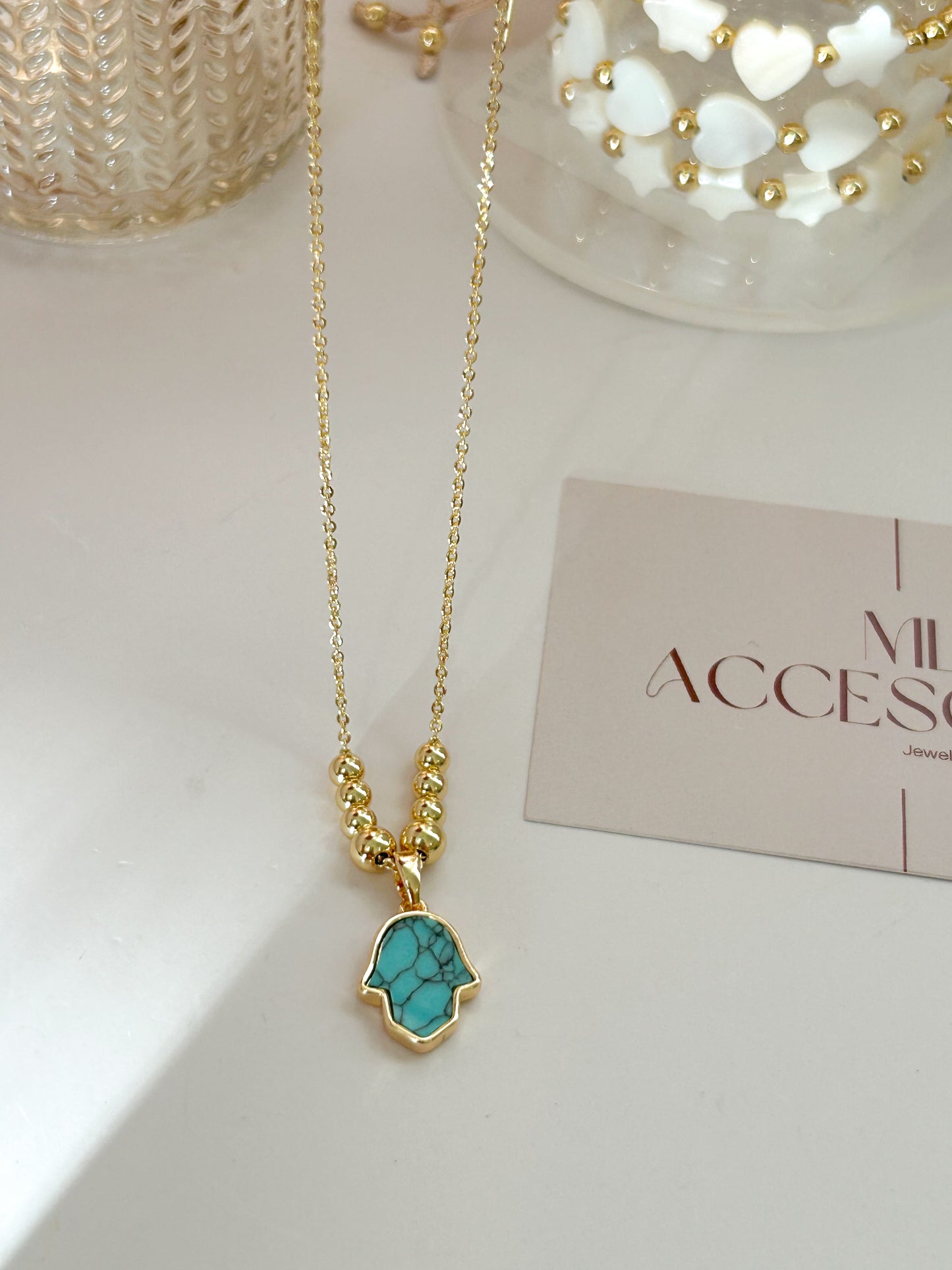 Turquoise Hamsa Protection Necklace – Everyday Lucky Gift