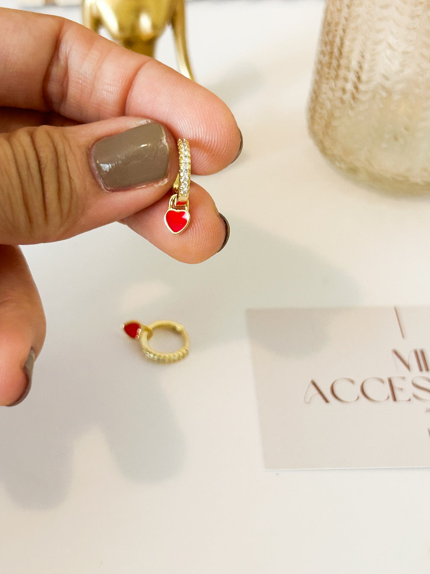 Gold Mini Hoop Earrings with Heart Charm – Everyday Cute