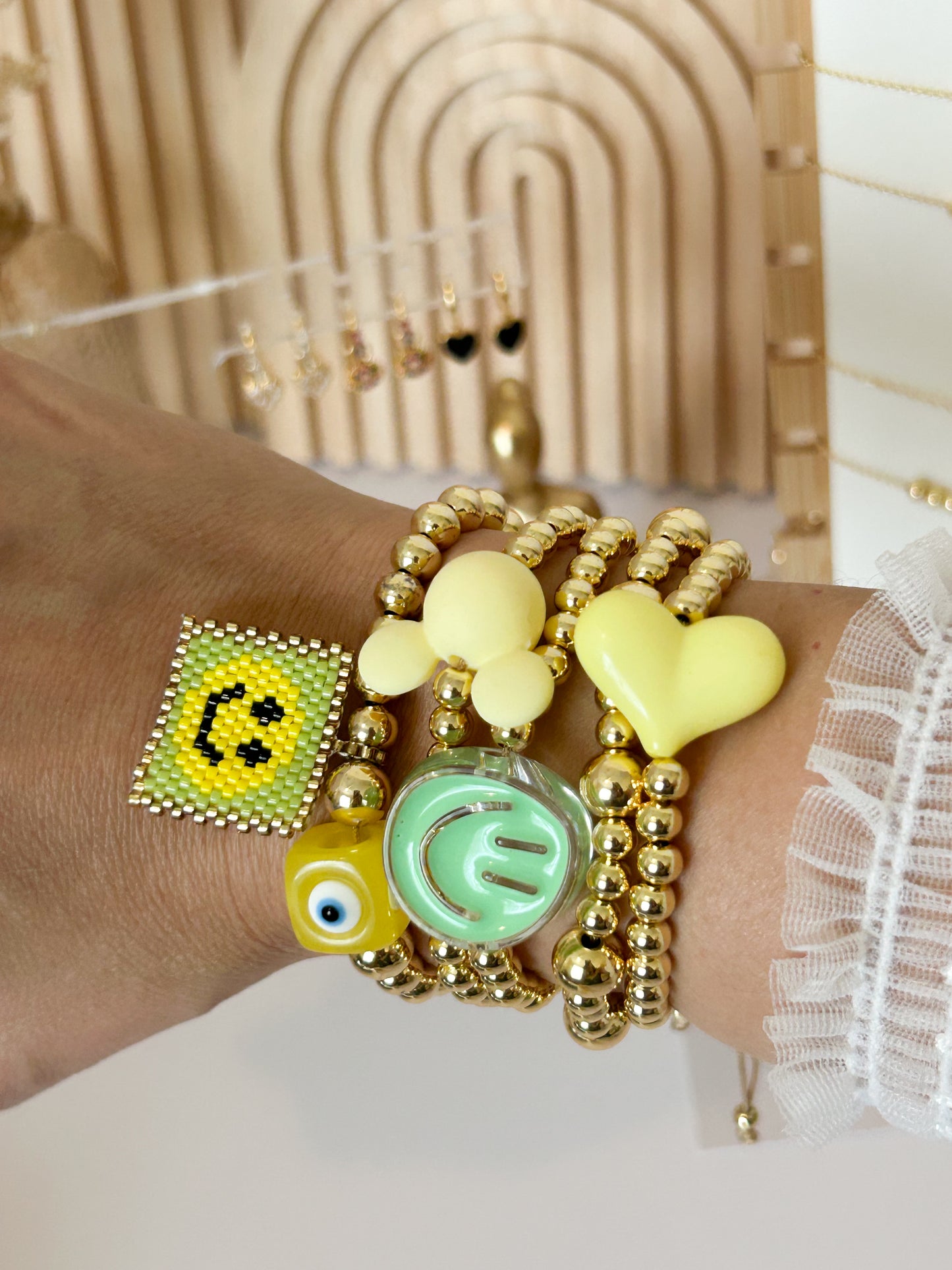 Happy Glow Bracelet Stack – Smiley Beads Everyday Gift