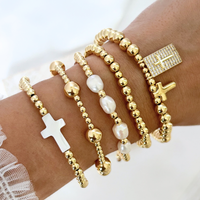 Gold Cross Bracelet Set – Beaded Christian Faith Jewelry