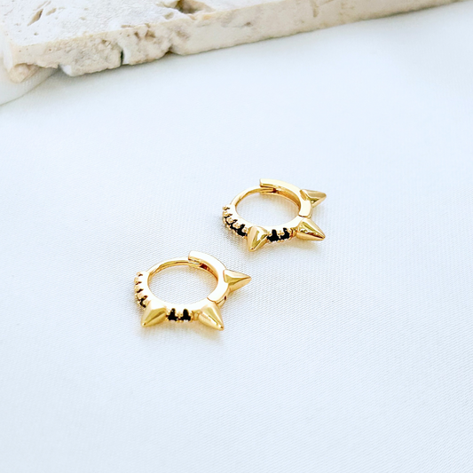 gold huggie earrings with small star charm dainty lightweight design