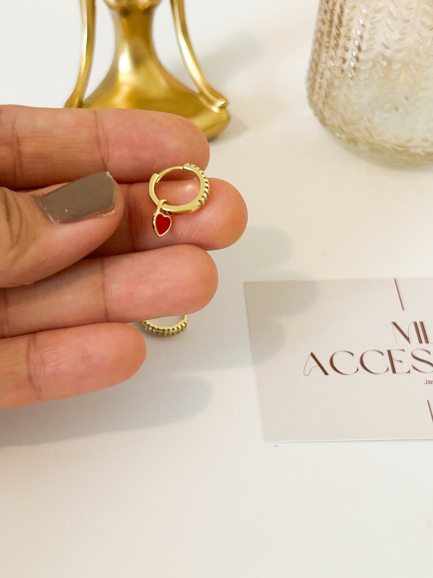 Gold Mini Hoop Earrings with Heart Charm – Everyday Cute