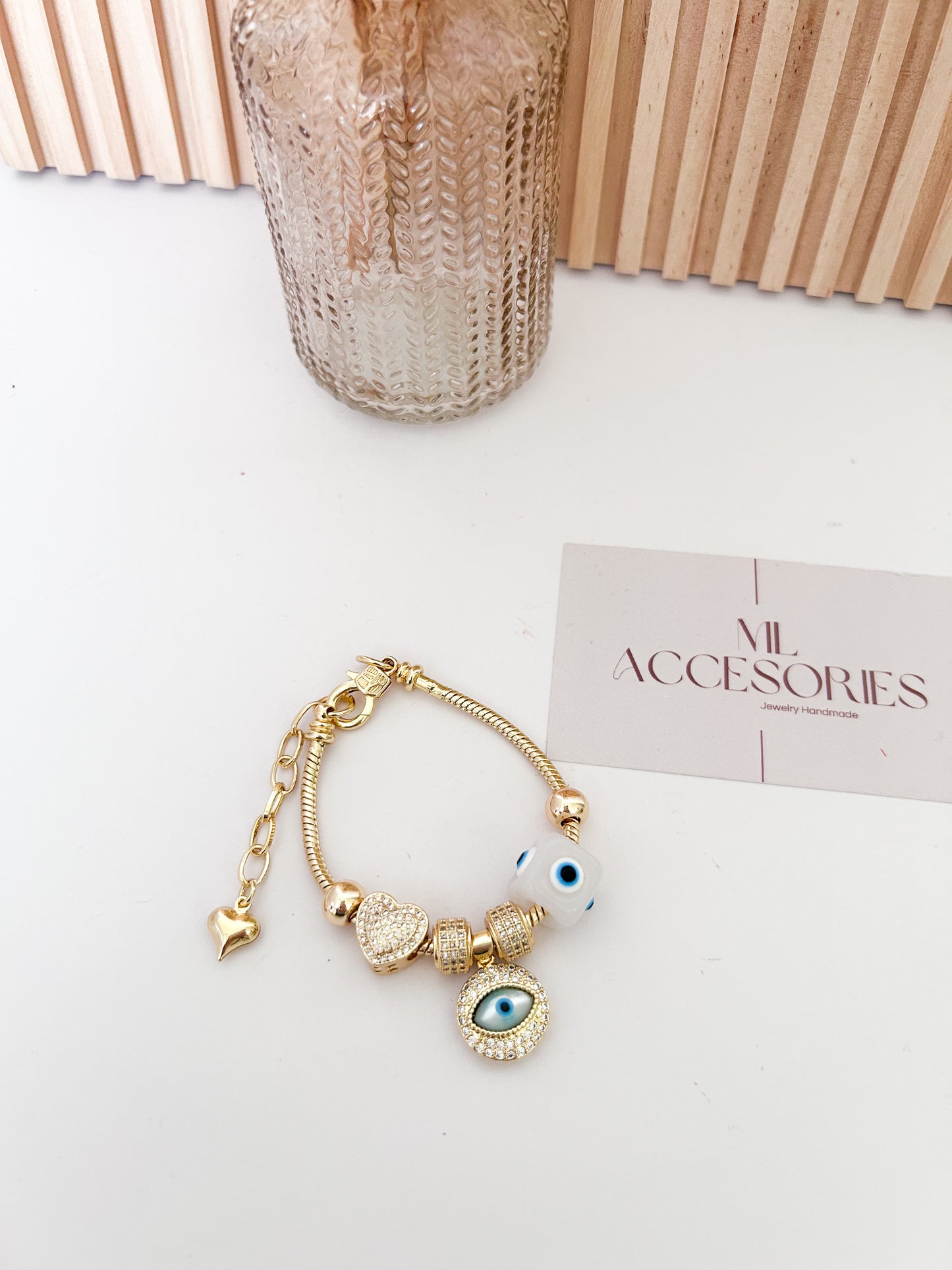 Evil Eye Gold Charm Bracelet – Protection Jewelry