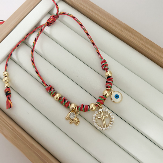 red beaded evil eye bracelet, lucky protection bracelet for women, gold charm bracelet aesthetic, spiritual jewelry bracelet, trendy red string bracelet
