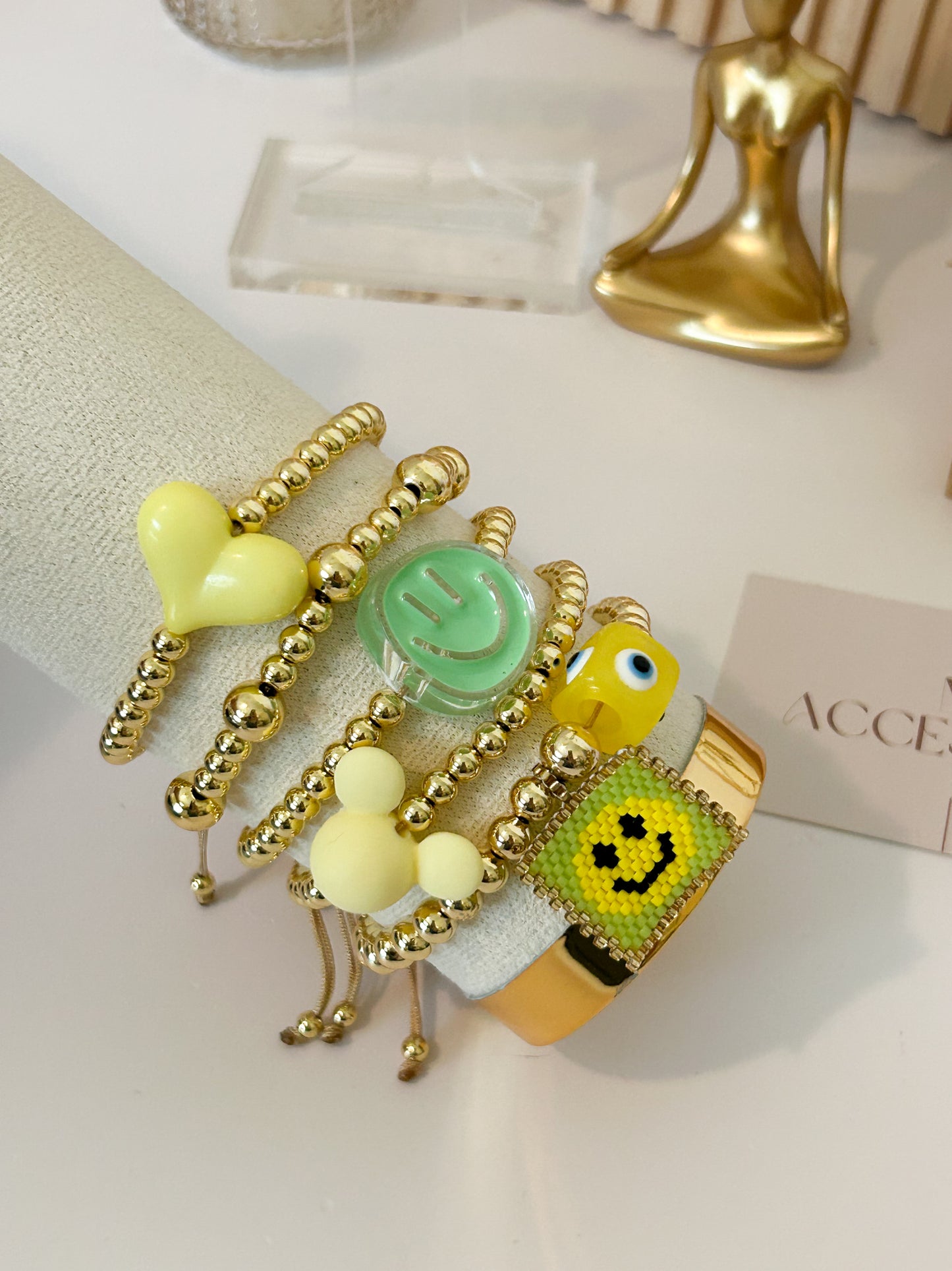 Happy Glow Bracelet Stack – Smiley Beads Everyday Gift