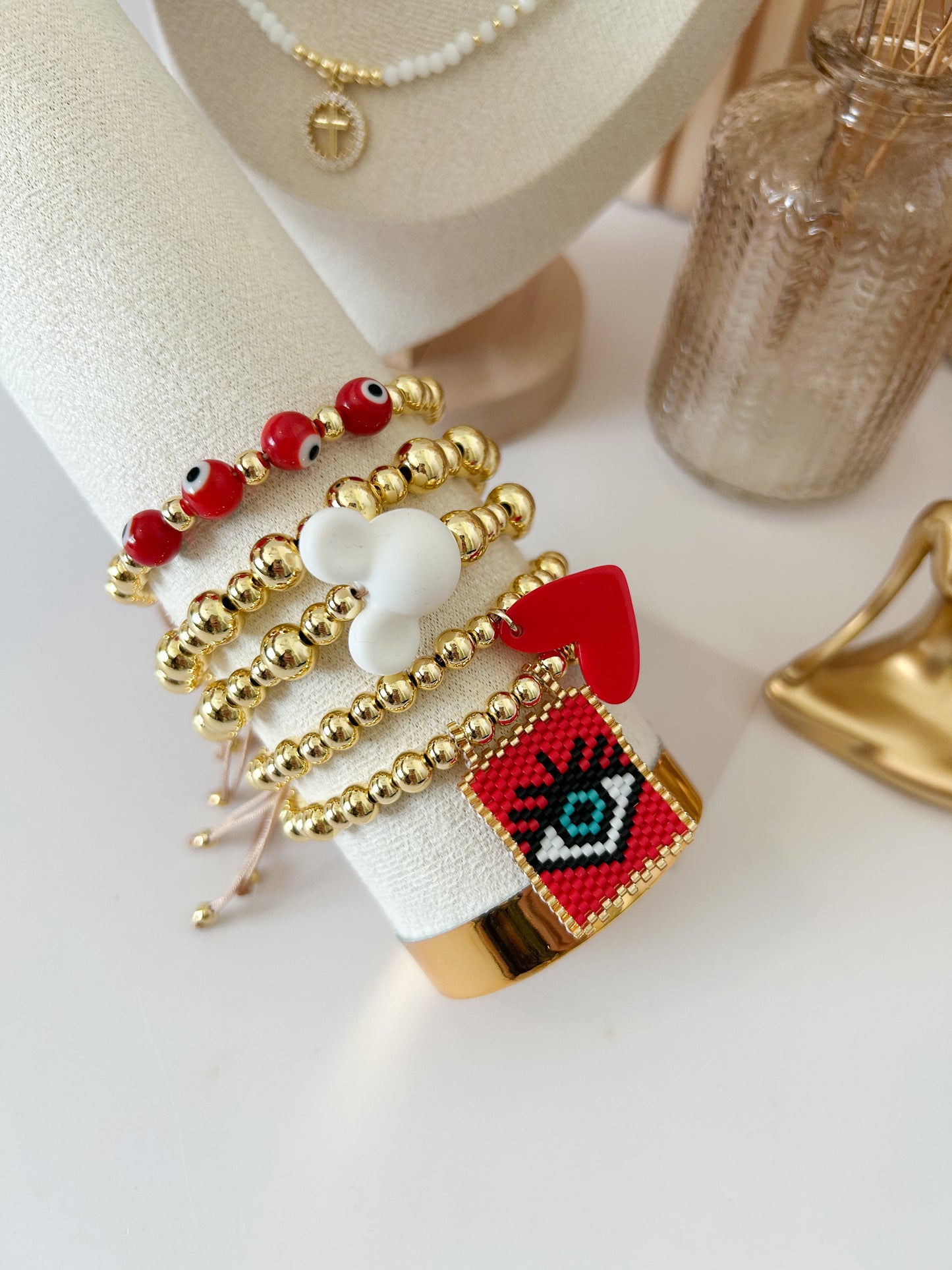 Shield Red Bracelet Stack – Everyday Protection Gift