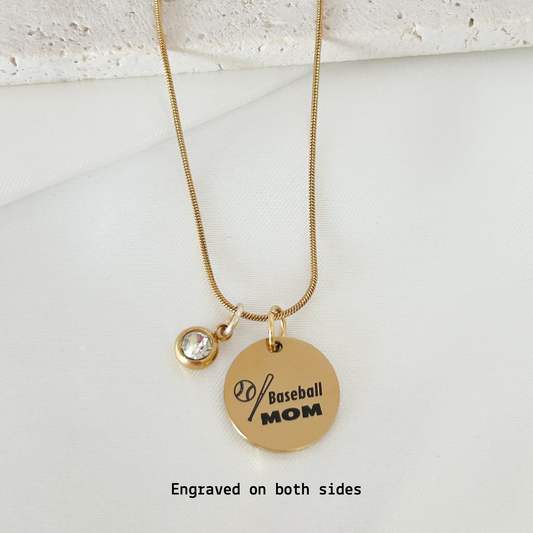 baseball mom necklace personalized mom gift gold engraved