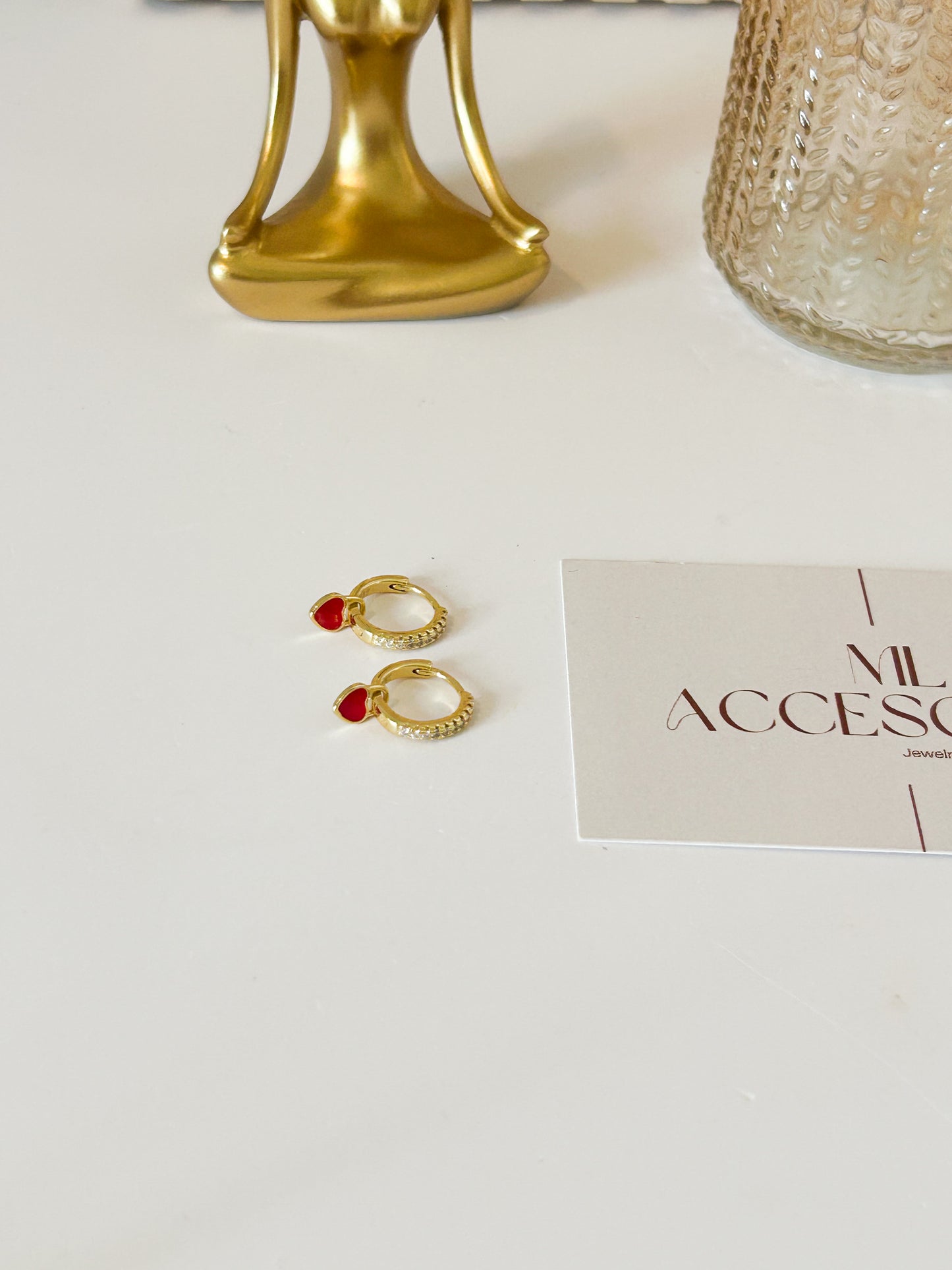 Gold Mini Hoop Earrings with Heart Charm – Everyday Cute