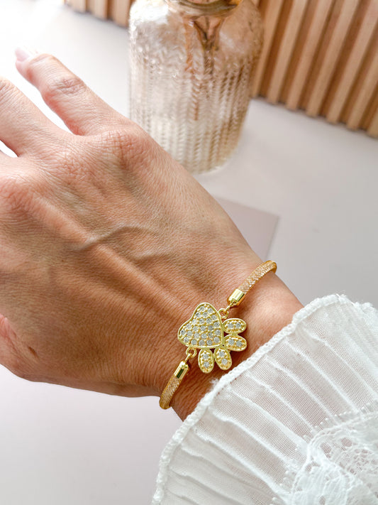 Paw Print Bracelet – Gold Pet Lover Jewelry Gift