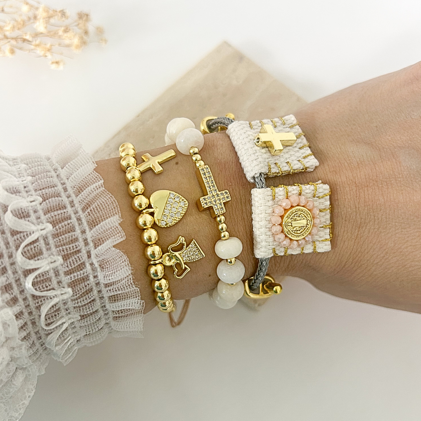 Saint Michael Bracelet Set — Cross & Charm Bracelets