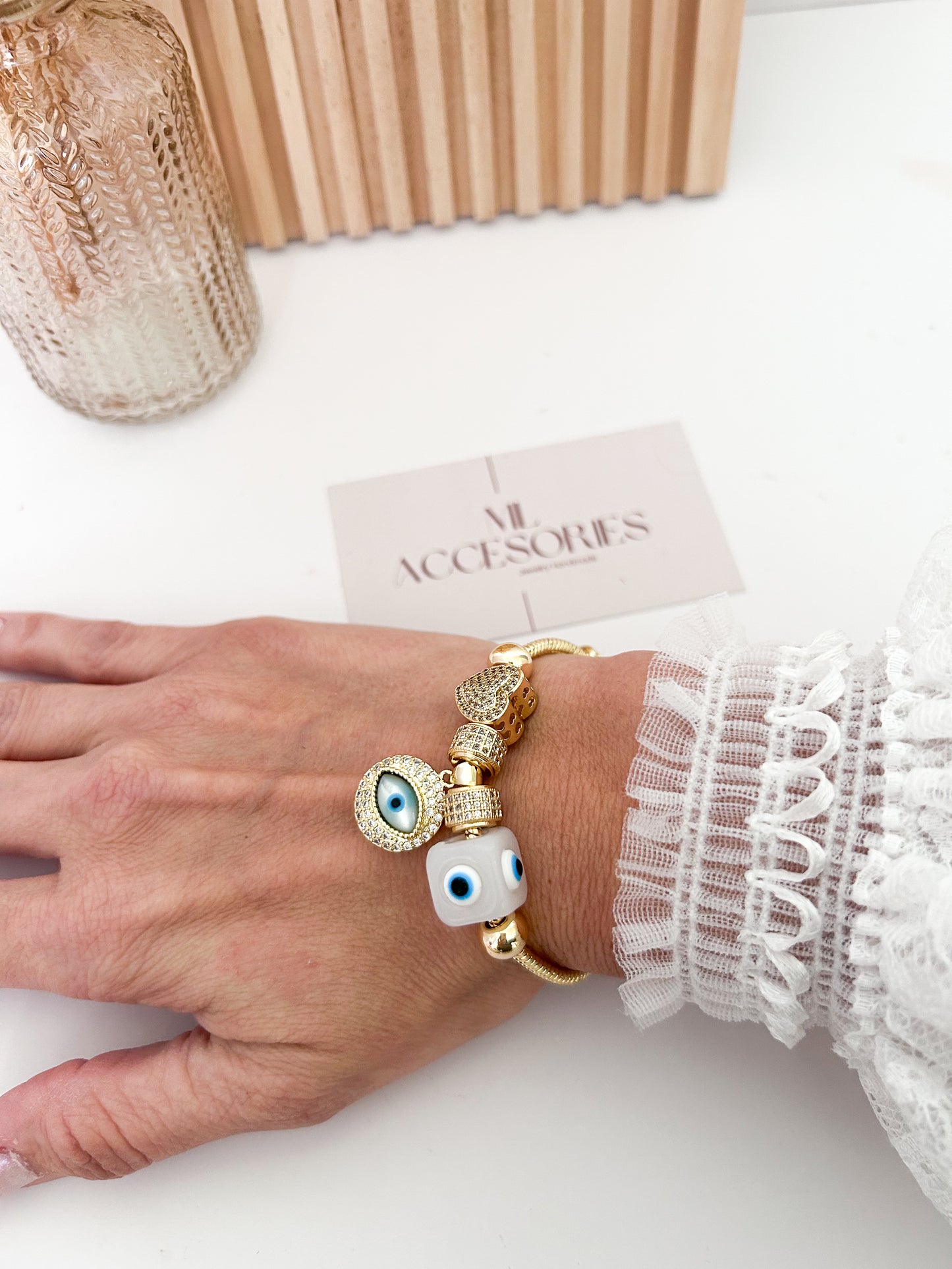 Evil Eye Gold Charm Bracelet – Protection Jewelry