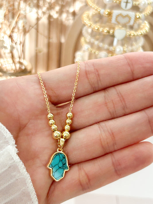 Turquoise Hamsa Protection Necklace – Everyday Lucky Gift