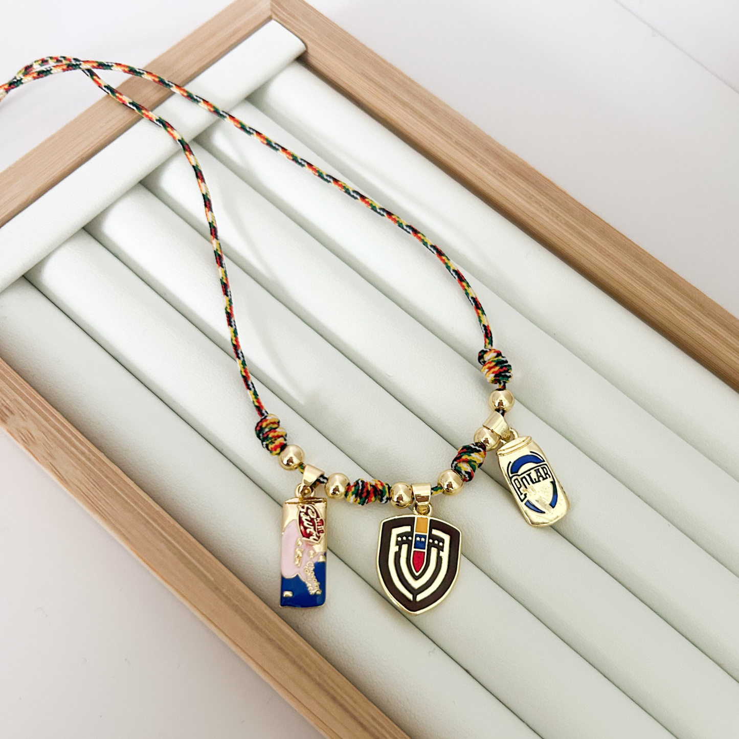 Venezuela charm necklace, Venezuelan jewelry necklace, gold Venezuela necklace for women, colorful Venezuela charms, trendy Venezuelan necklace aesthetic