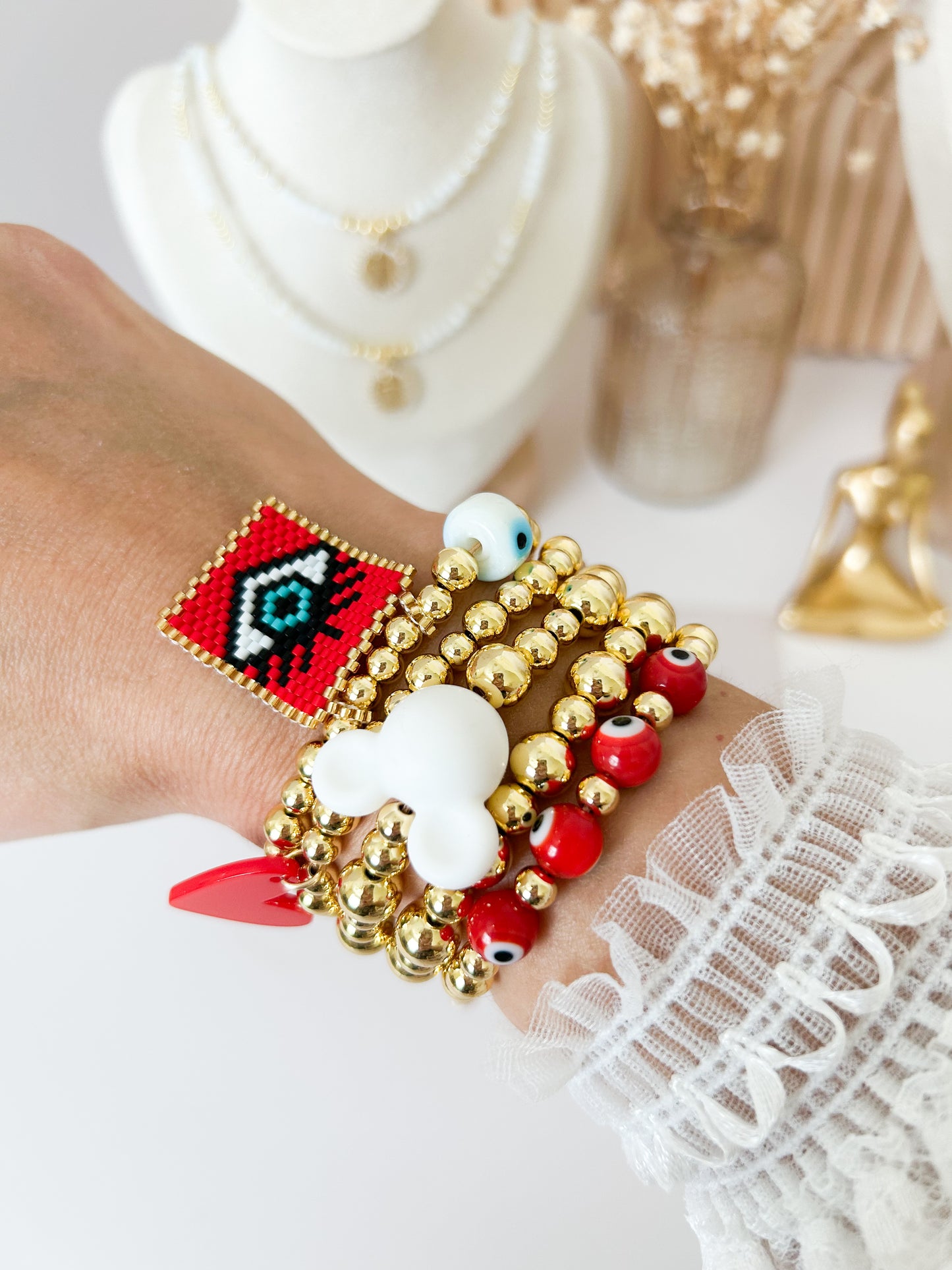 Shield Red Bracelet Stack – Everyday Protection Gift