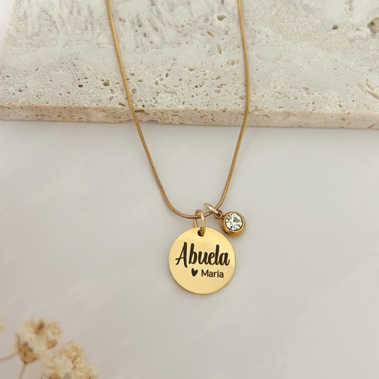 personalized grandma necklace custom name engraved disc jewelry gift