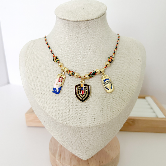 Venezuela charm necklace, Venezuelan jewelry necklace, gold Venezuela necklace for women, colorful Venezuela charms, trendy Venezuelan necklace aesthetic