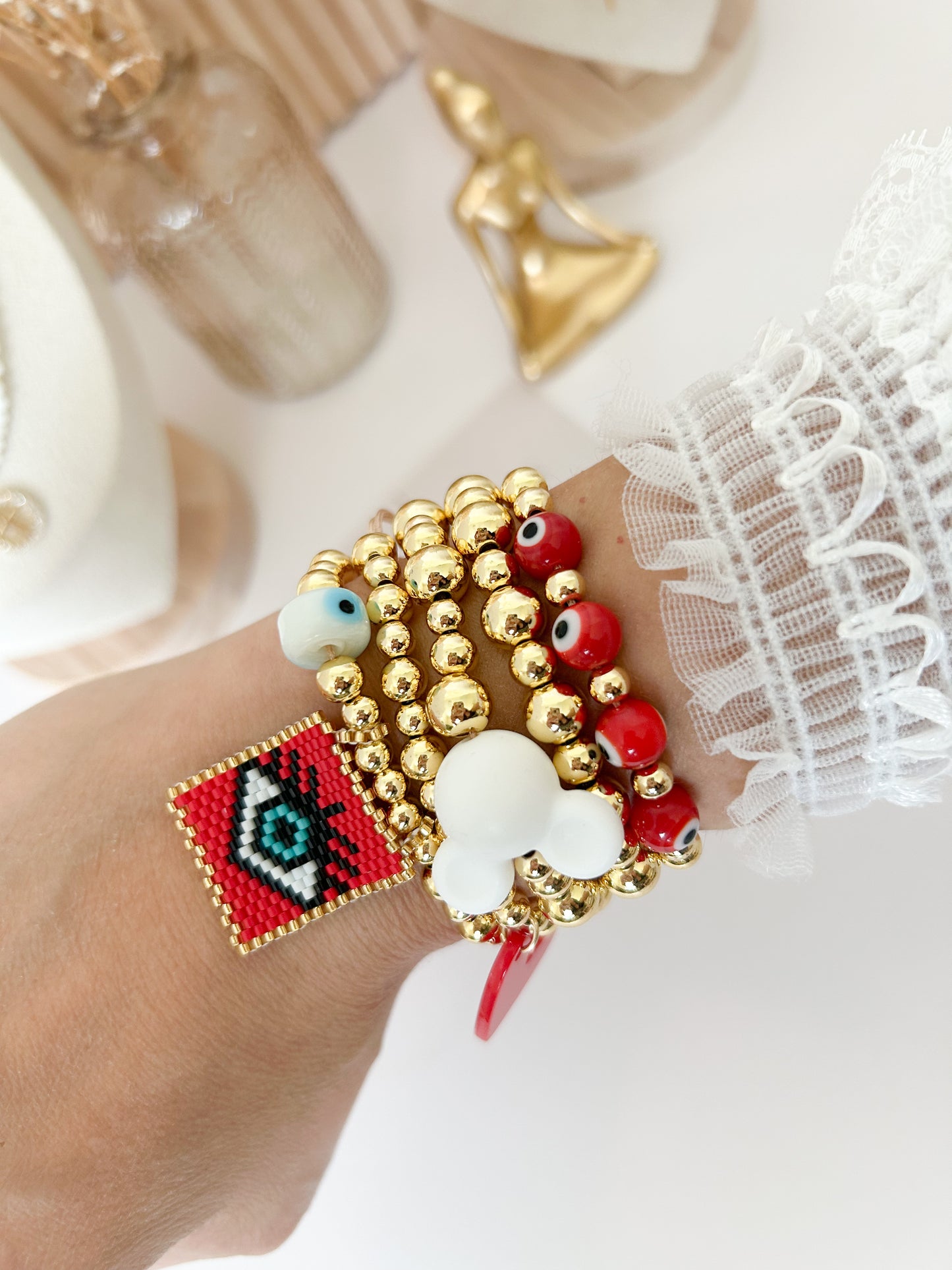 Shield Red Bracelet Stack – Everyday Protection Gift