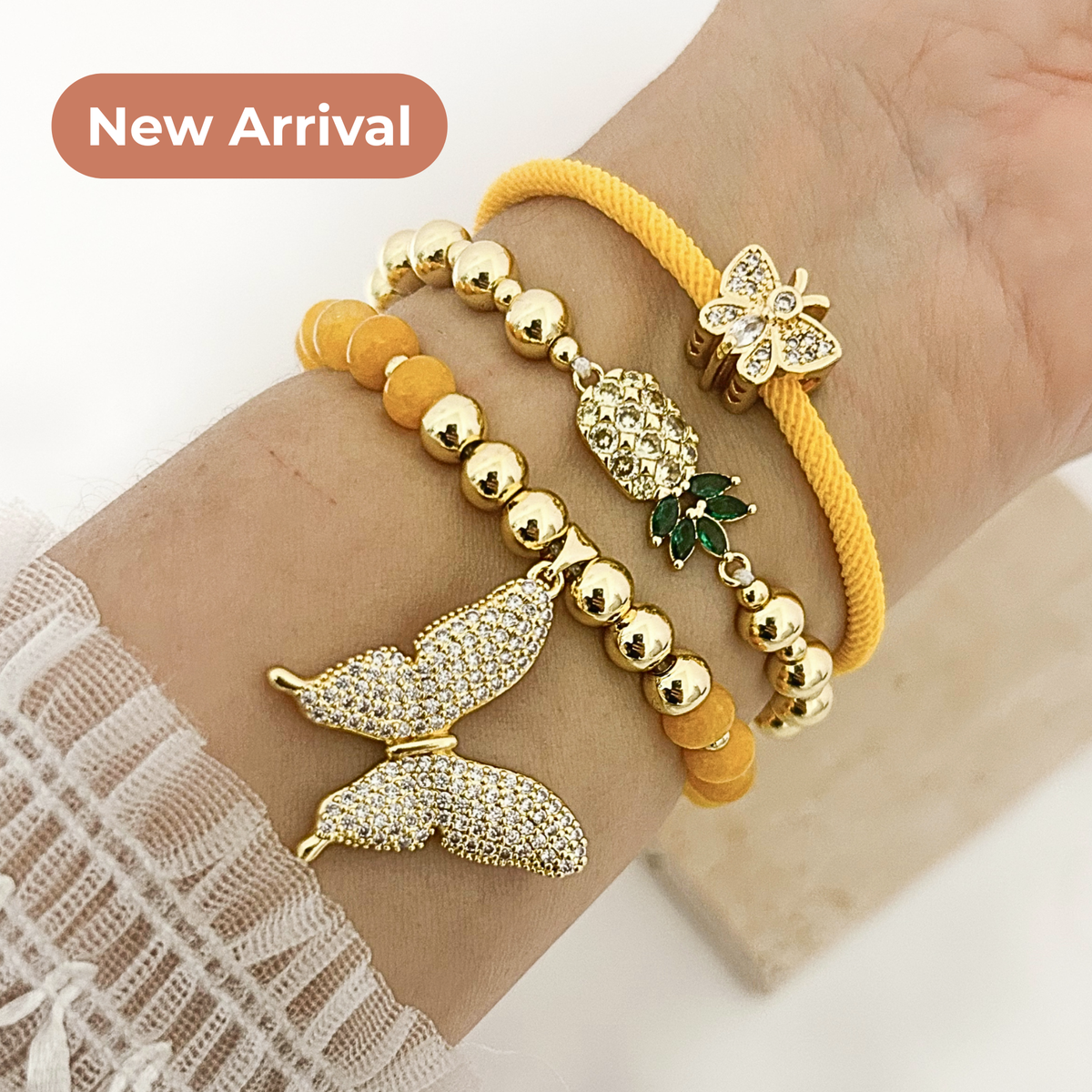 Everyday Joy Bracelet | Yellow Butterfly & Pineapple